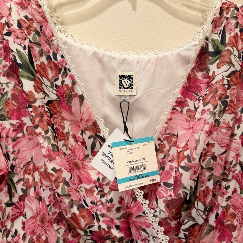 Anne Klein Women's Printed Surplice-Neck Flutter-Sleeve Dress - Picture 3 of 4
